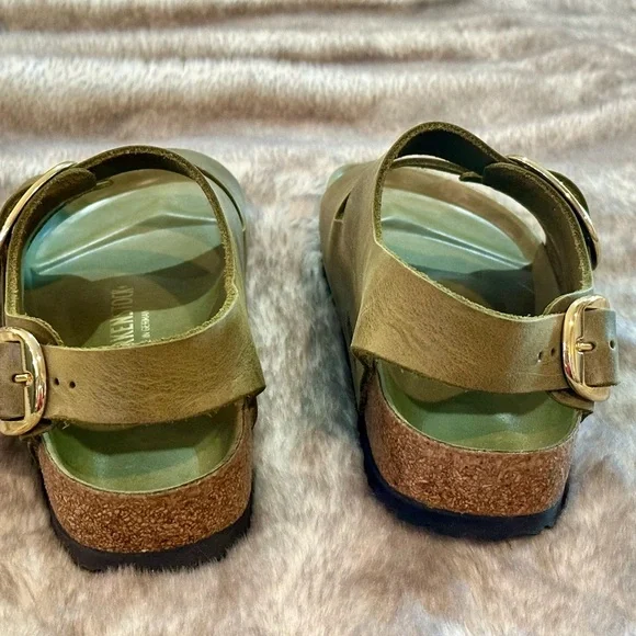 Birkenstock Green Sandals with Gold Buckles - Picture 7 of 7